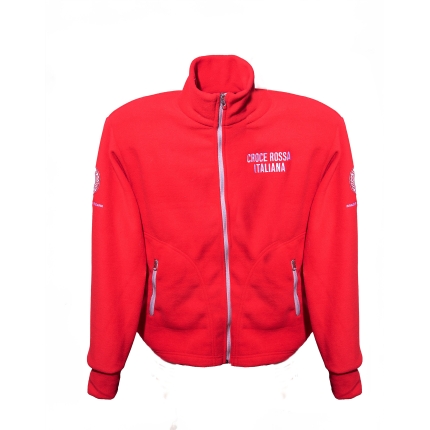 Maglia rossa con zip Croce Rossa